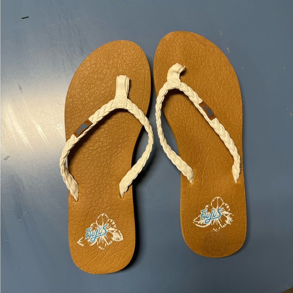 Brown and Cream Flip Flops